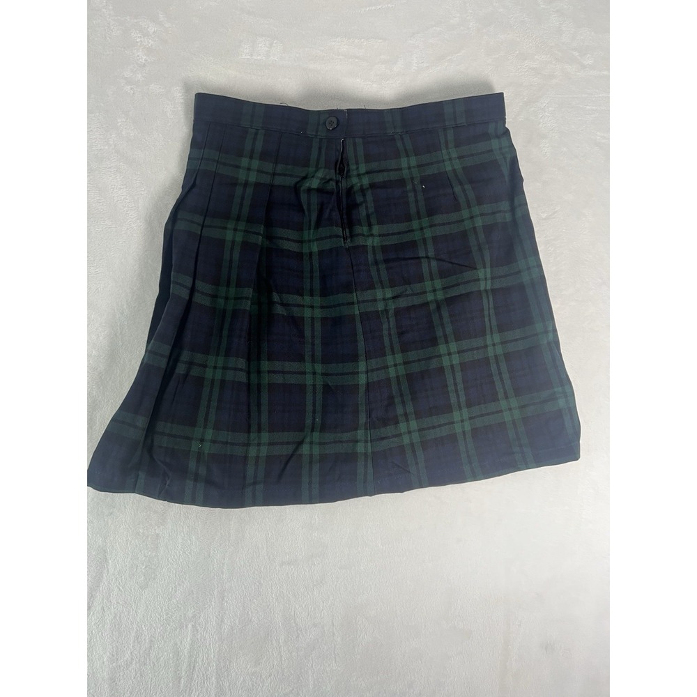 Tommy Hilfiger Plaid Wool Mini Skirt Womens 14.5 Green Tartan Vintage 80s 90s